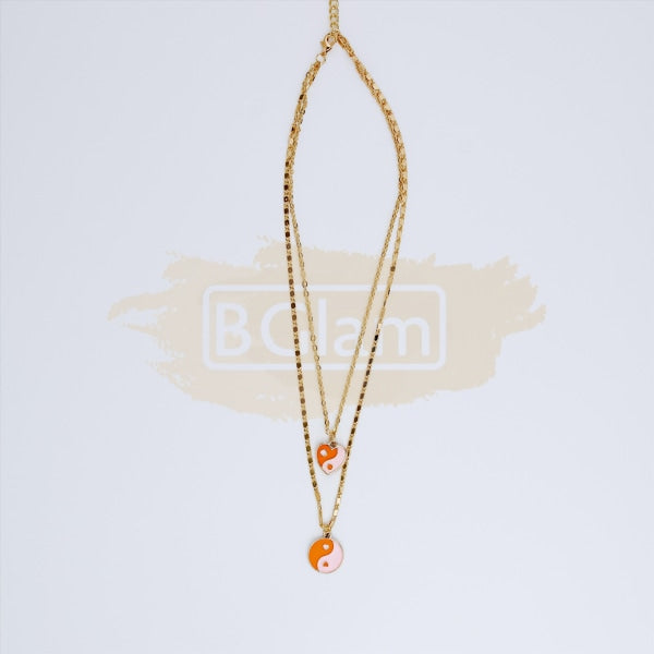 Fashion Jewelry - Necklace M-261 - Orange/White