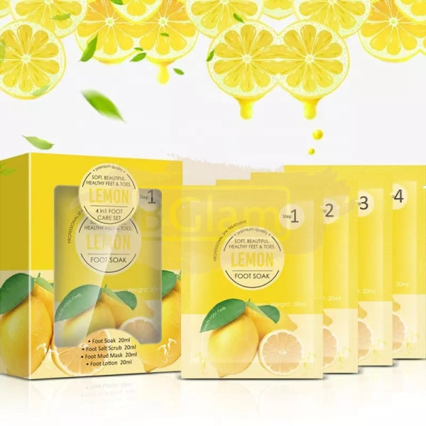 4-in-1 Foot Care Set (Foot Soak, Foot Salt Scrub, Foot Mud Mask & Foot Lotion) - Lemon