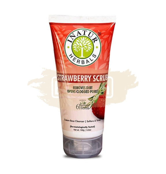 Inatur Face Scrub 150g - Strawberry - Removes dead skin, blackheads & whiteheads