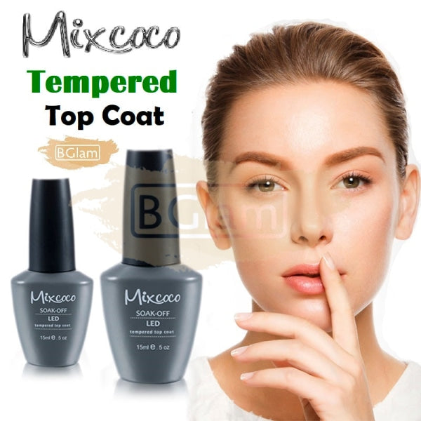 Mixcoco Soak-Off UV No Wipe Tempered Top Coat for Gel Polish 15ml (High Shine)