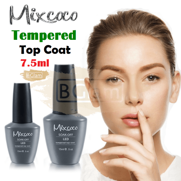 Mixcoco Soak-Off UV No Wipe Tempered Top Coat for Gel Polish 7.5ML (High Shine)