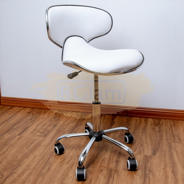 Modern Shell Shape Drafting Chair with wheels | White
