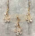 Fashion Jewelry Set Earrings + Pendant with White Stones Flower Shaped 7